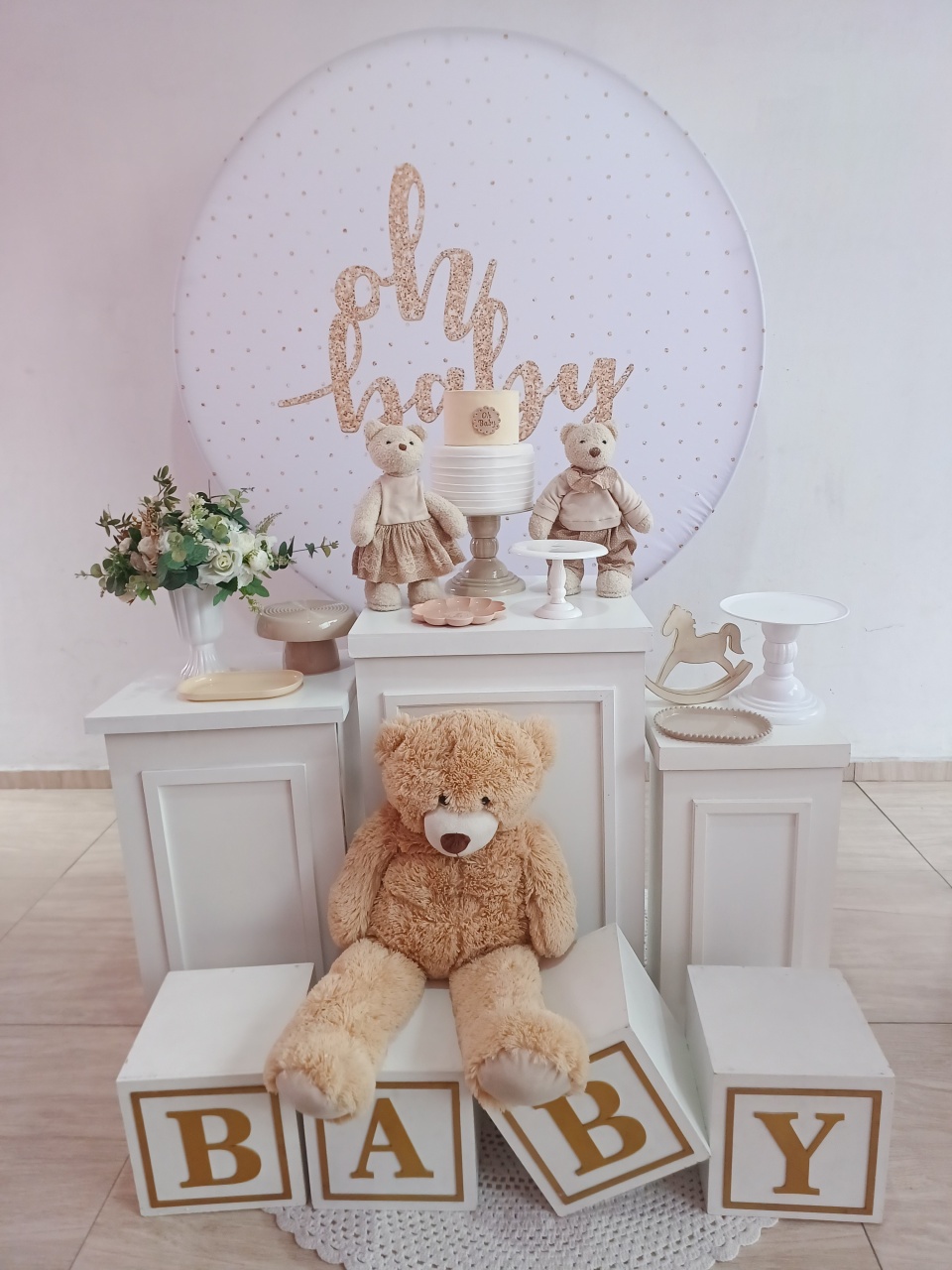 Cha Revelação Clean Branco  Neutro  - Bella decor by Tamires