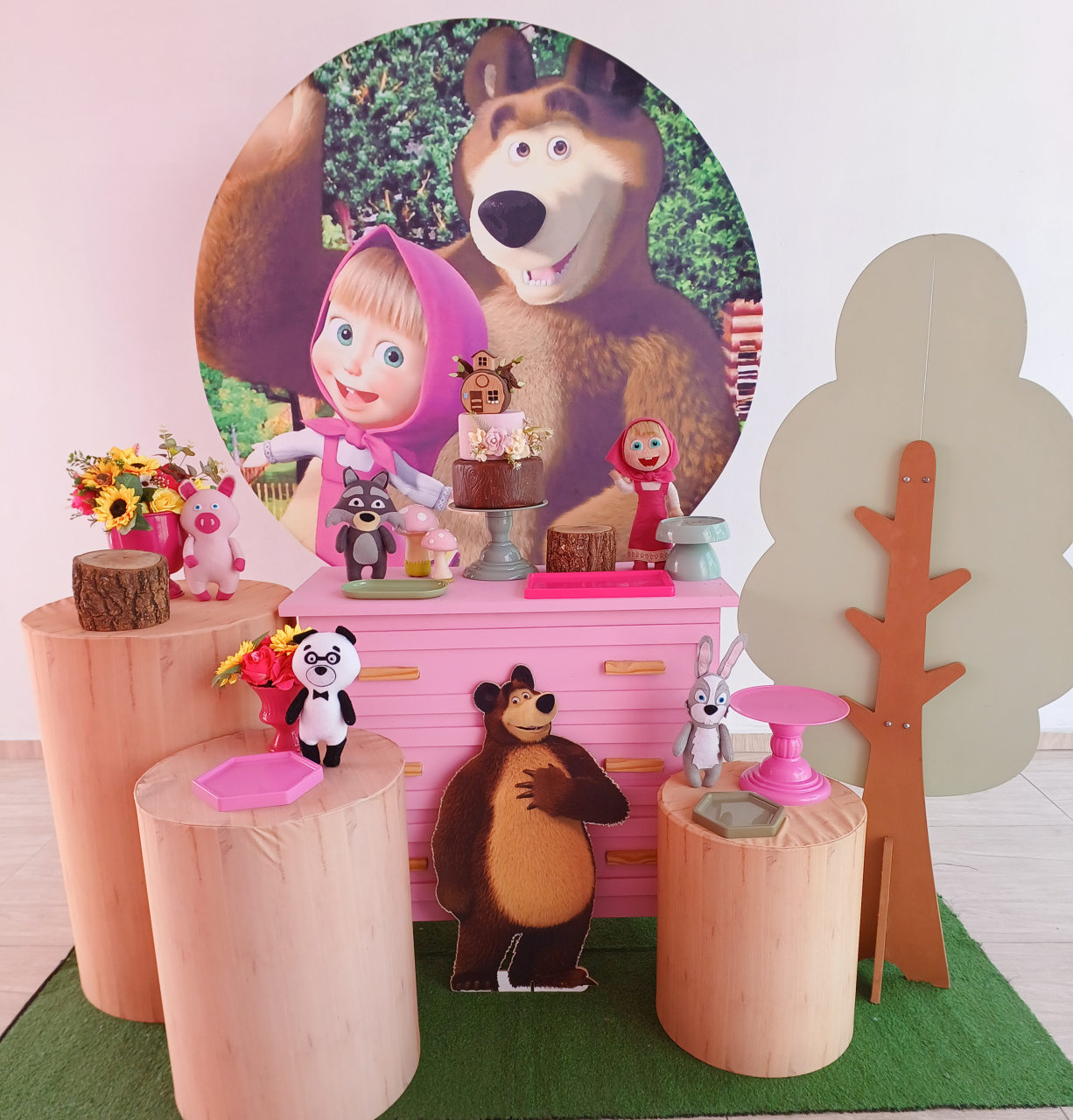 Masha E Urso Com Arvore - Bella decor by Tamires