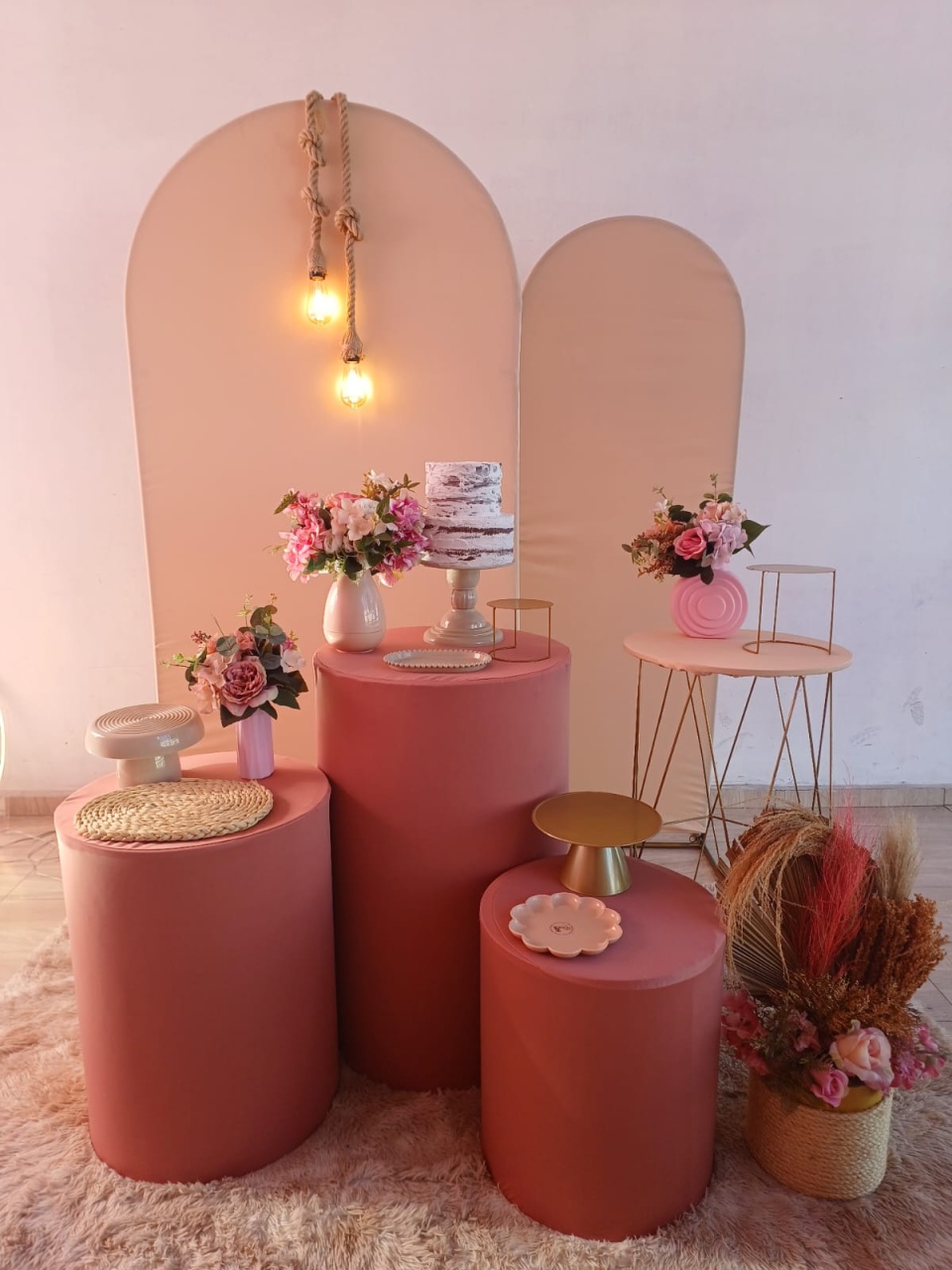 Kit Feminino Rose E Bege Lampada Filamento - Bella decor by Tamires