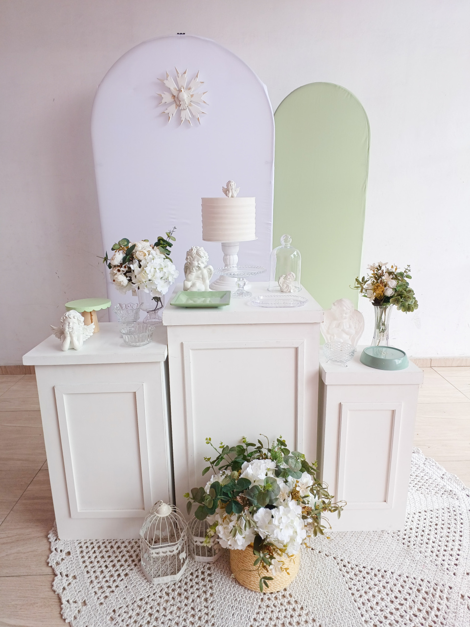 Batizado Branco E Verde Candy  - Bella decor by Tamires