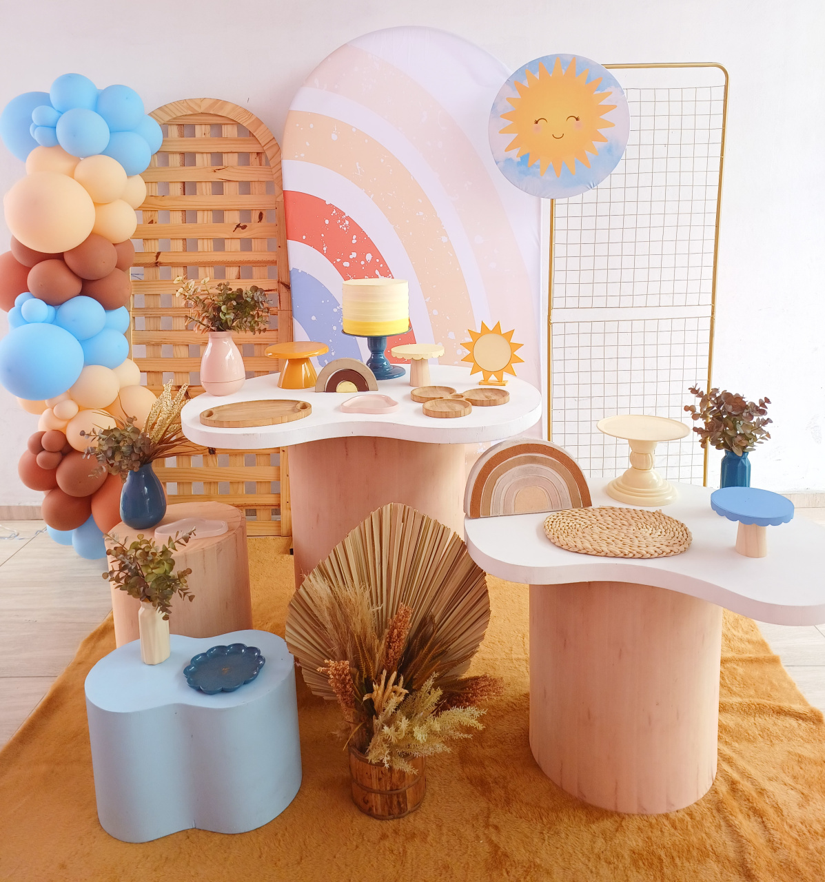 Kit Orgânico Sol Arco Iris Boho Com 3 Painéis - Bella decor by Tamires