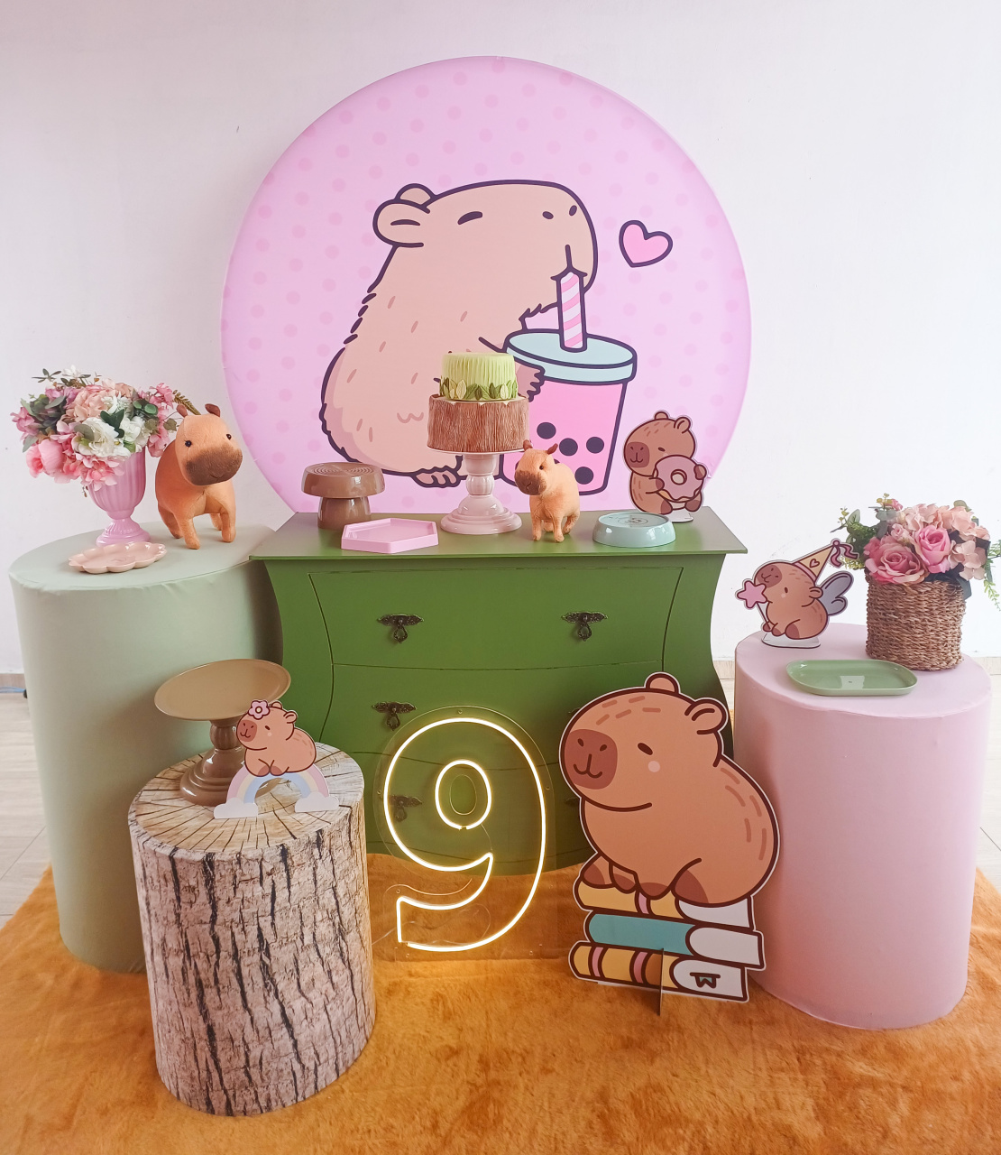 Capivara Rosa E Verde Kit Ideal - Bella decor by Tamires
