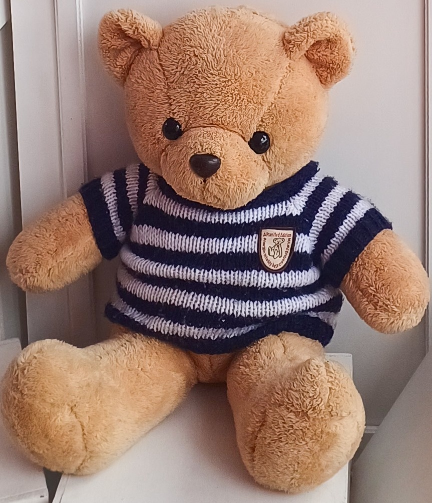 Urso Com Blusa Listrada Marinho E Branca  - Bella decor by Tamires