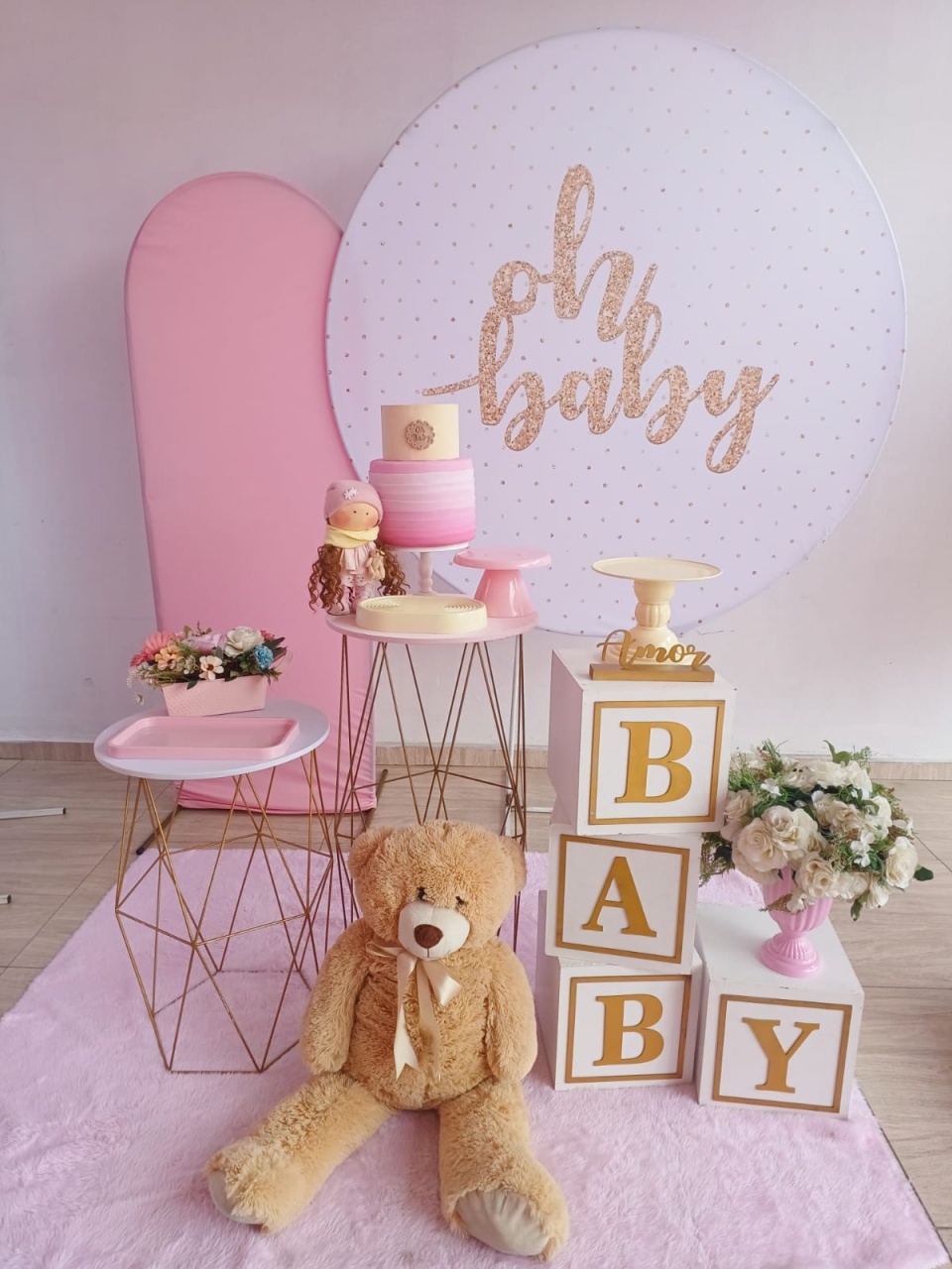 Kit Cha de Bebe Rosa Oh Baby - Bella decor by Tamires