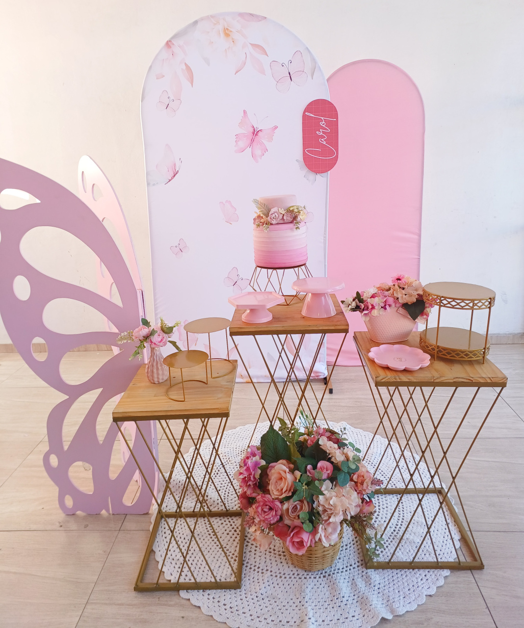 Kit Feminino Borboleta Rosa E Dourado - Bella decor by Tamires