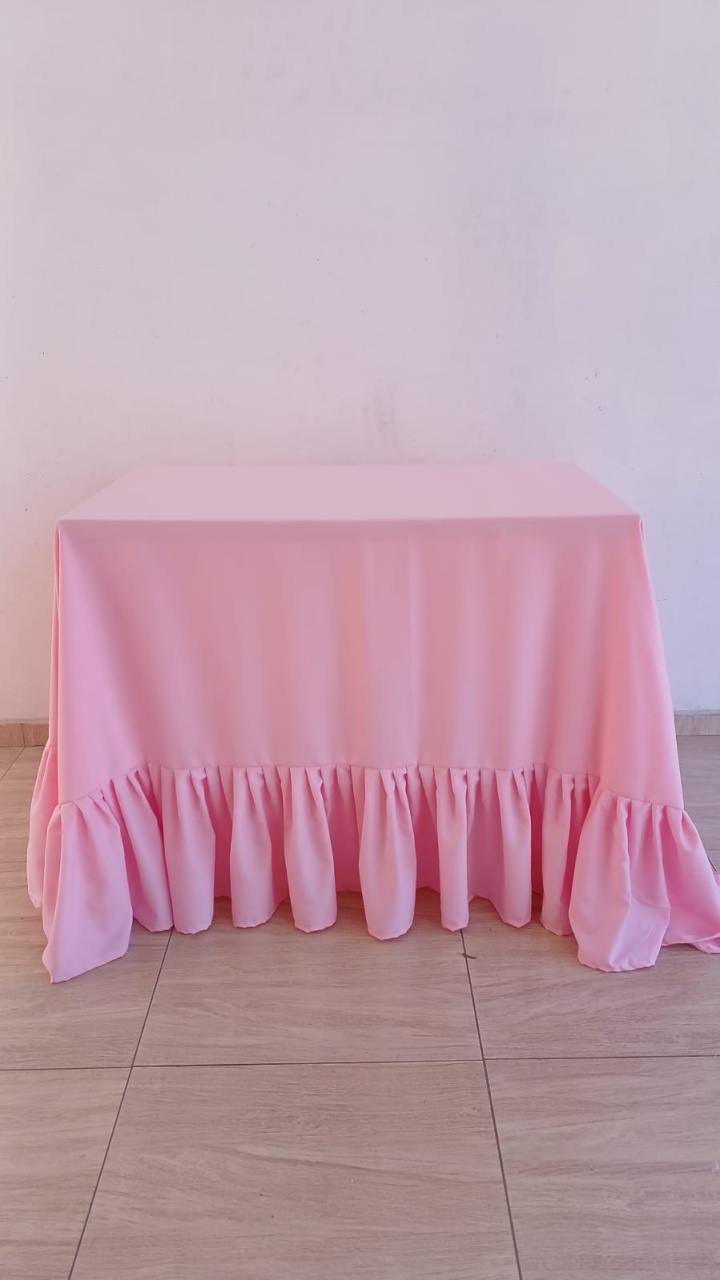 Toalha Babado Rosa Liso - Bella decor by Tamires