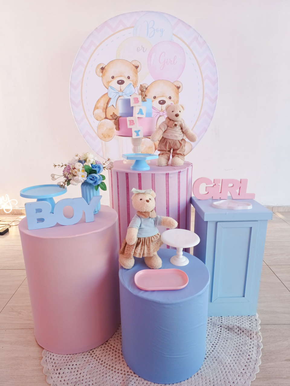 Cha Revelação Rosa E Azul Ursos Kit Amei - Bella decor by Tamires
