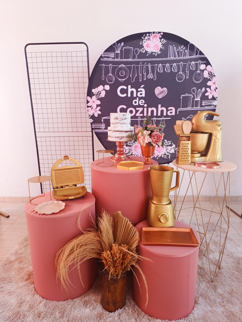 Chá de Cozinha Preto Dourado E Rosê - Bella decor by Tamires