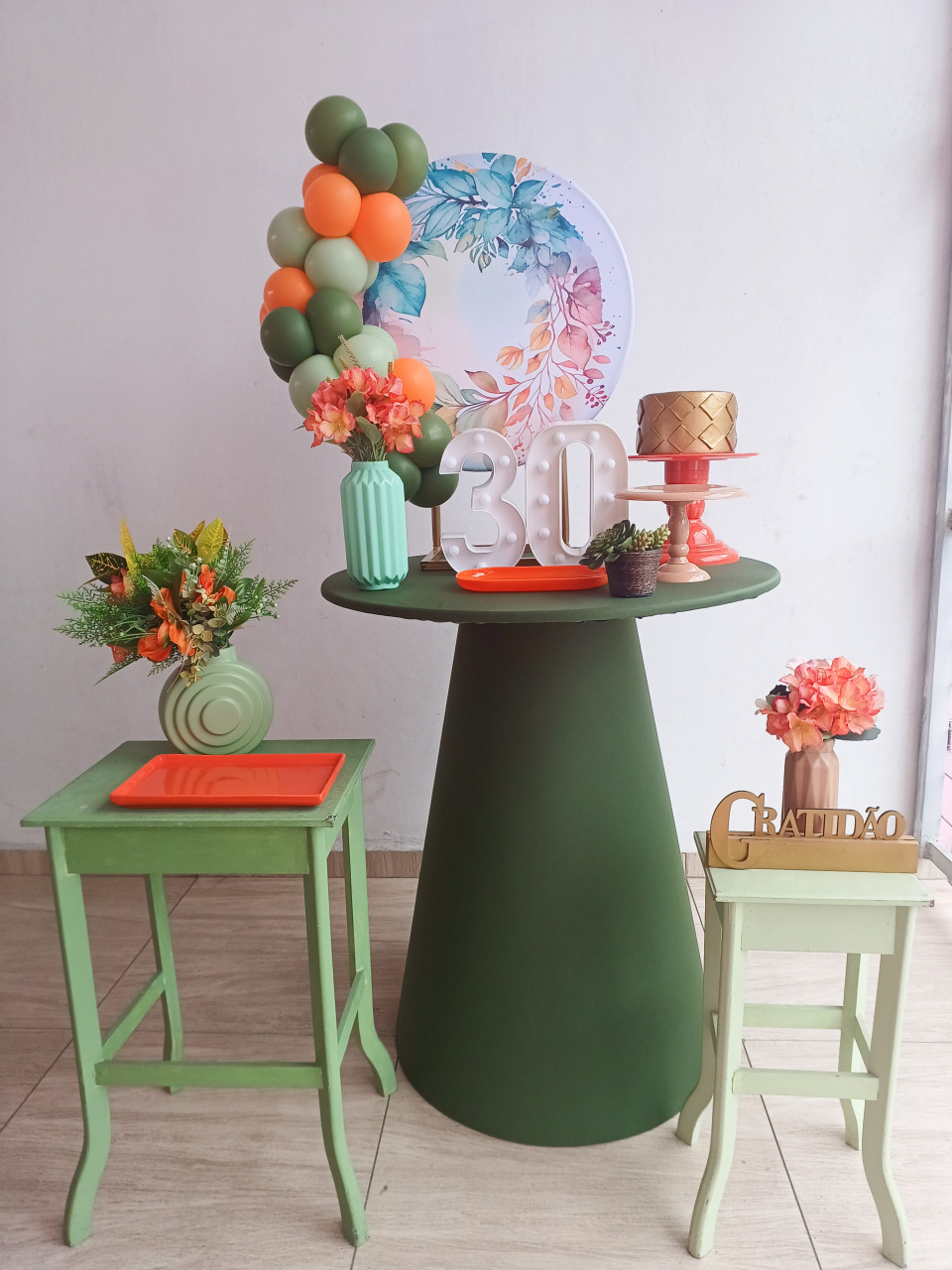 Mini Festa Premium Verde E Laranja Feminino - Bella decor by Tamires
