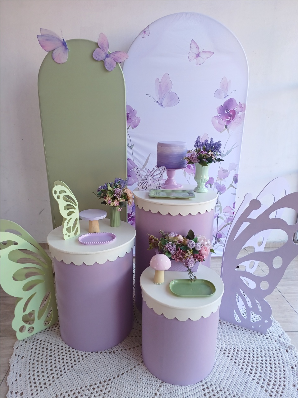Kit Jardim das Borboletas Lilas E Verde Babadinho - Bella decor by Tamires