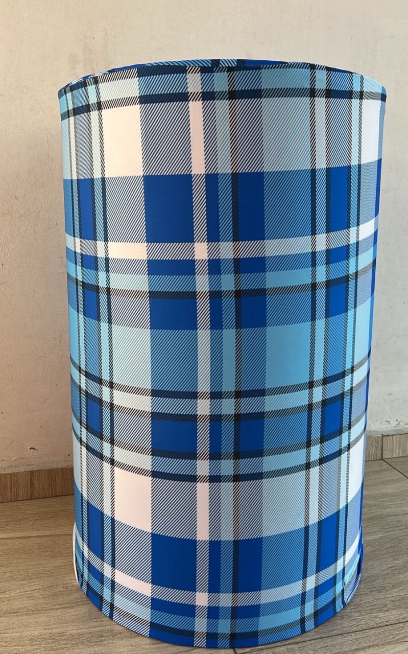 Capa Cilindro Xadrez Azul Escuro G  - Bella decor by Tamires