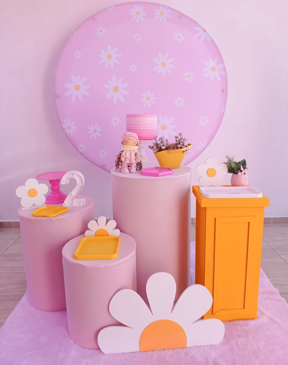 Kit Amei Margarida Rosa E Amarelo - Bella decor by Tamires