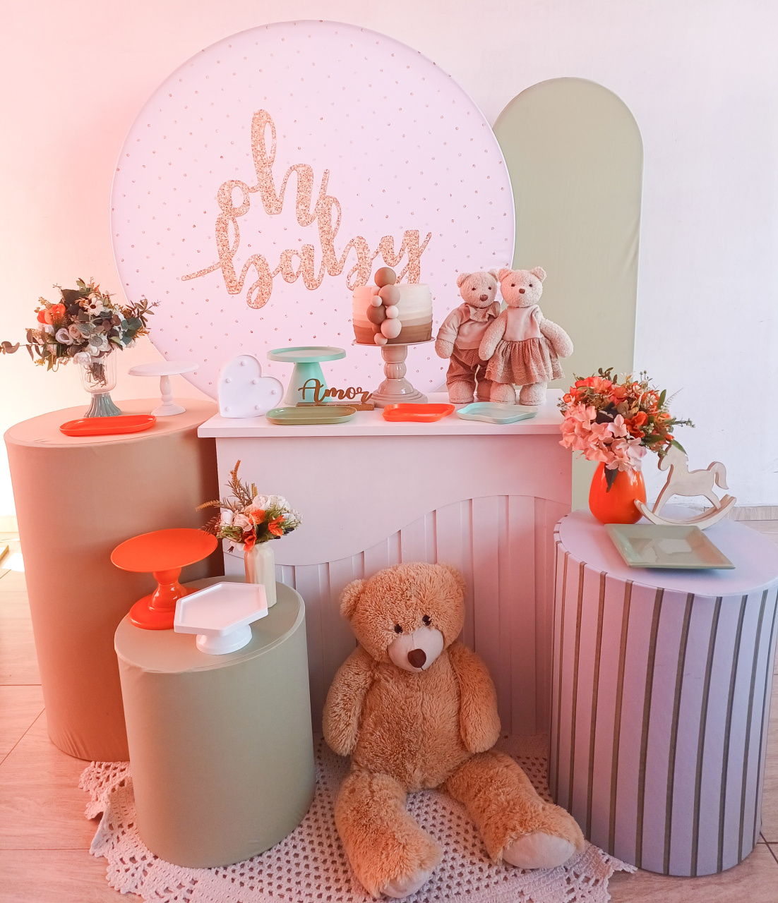 Cha Revelação Verde E Laranja - Bella decor by Tamires