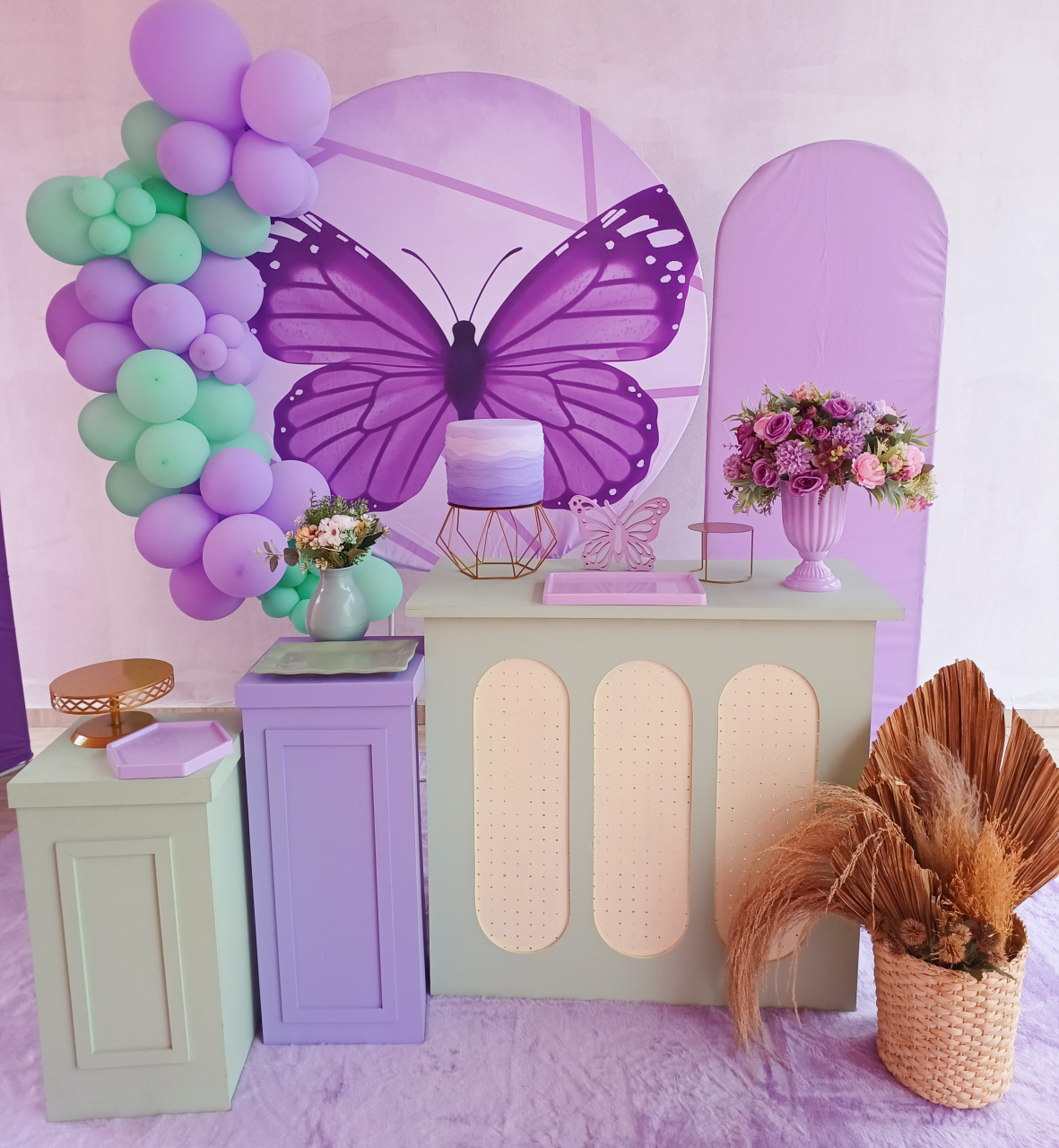Kit Feminino Borboleta Lilas E Verde - Bella decor by Tamires