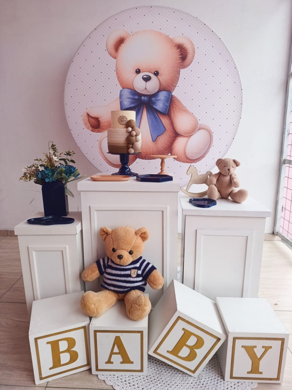 Cha de Bebe Clean Urso Laço Azul  - Bella decor by Tamires
