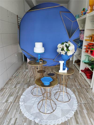 Azul Com Dourado Kit Pegue E Monte  - LIS FESTAS E LOCAÇÕES