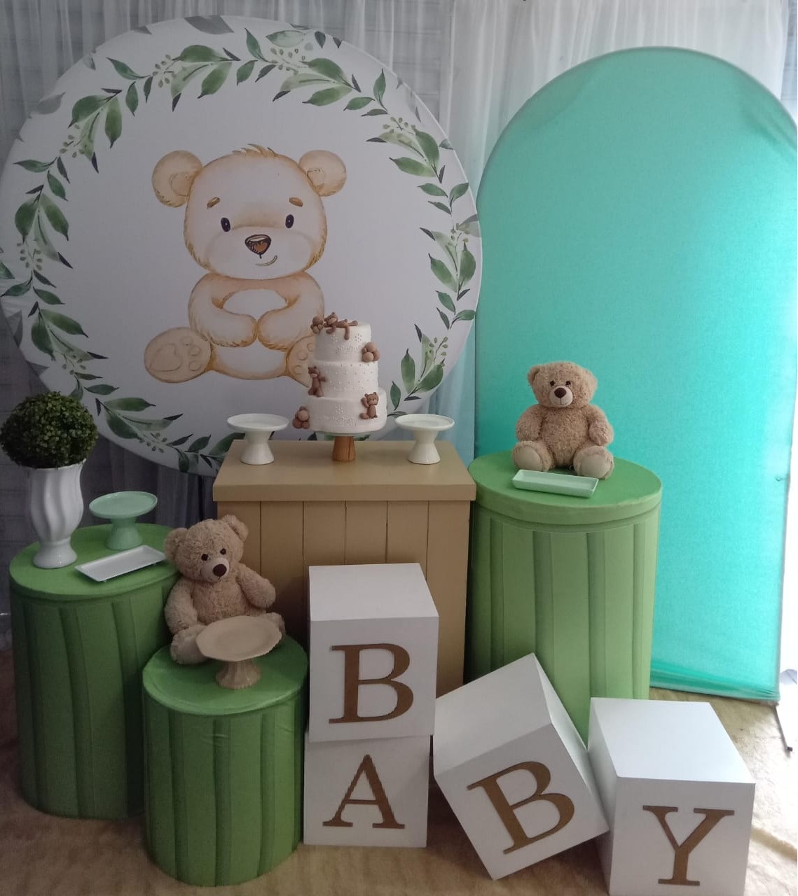 Ursinho Verde Cha de Bebe Kit Pegue E Monte - Premium - LIS FESTAS E LOCAÇÕES