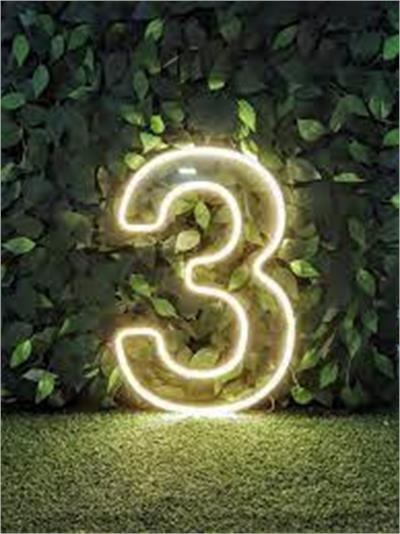 Número 3 de Led 60 Cm Em Acrílico (Branco Quente) - LIS FESTAS E LOCAÇÕES