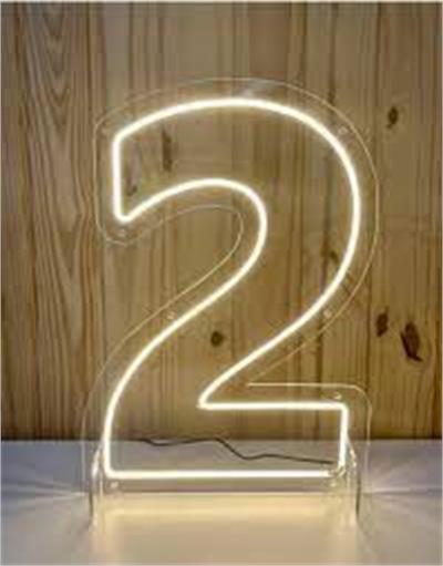 Número 2 de Led 60 Cm Em Acrílico (Branco Quente) - LIS FESTAS E LOCAÇÕES