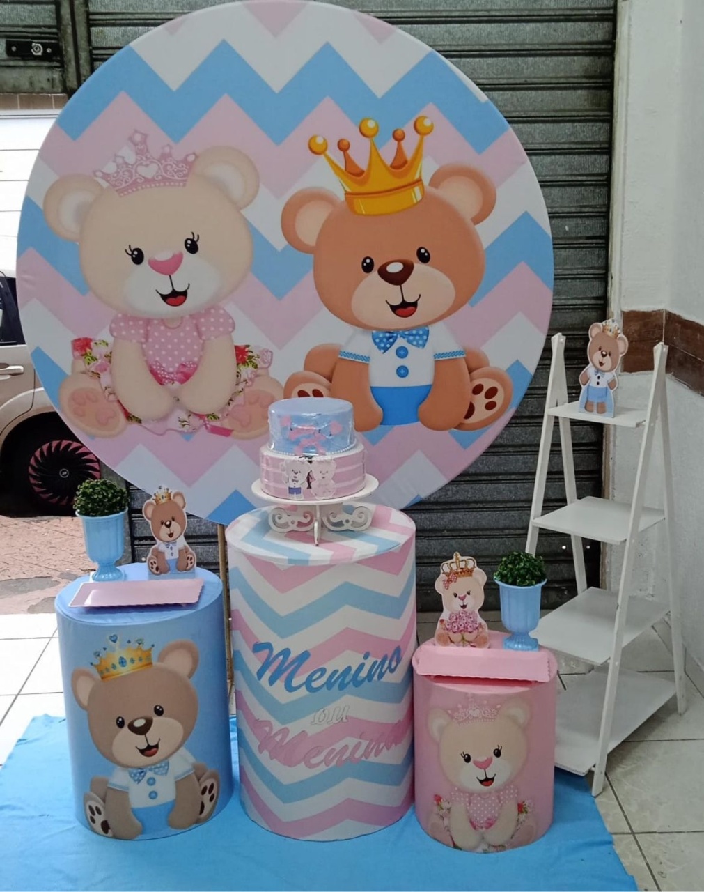 Chá Revelação Ursinha E Ursinho Rosa E Azul Bb - Prata - DECORAKM