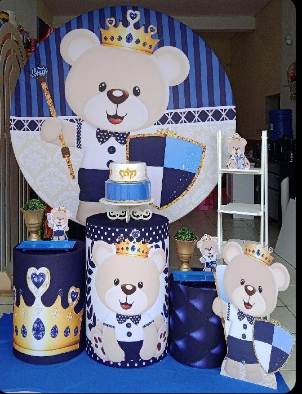 Chá de Bb Urso Principe Azul Escuro - Prata - DECORAKM