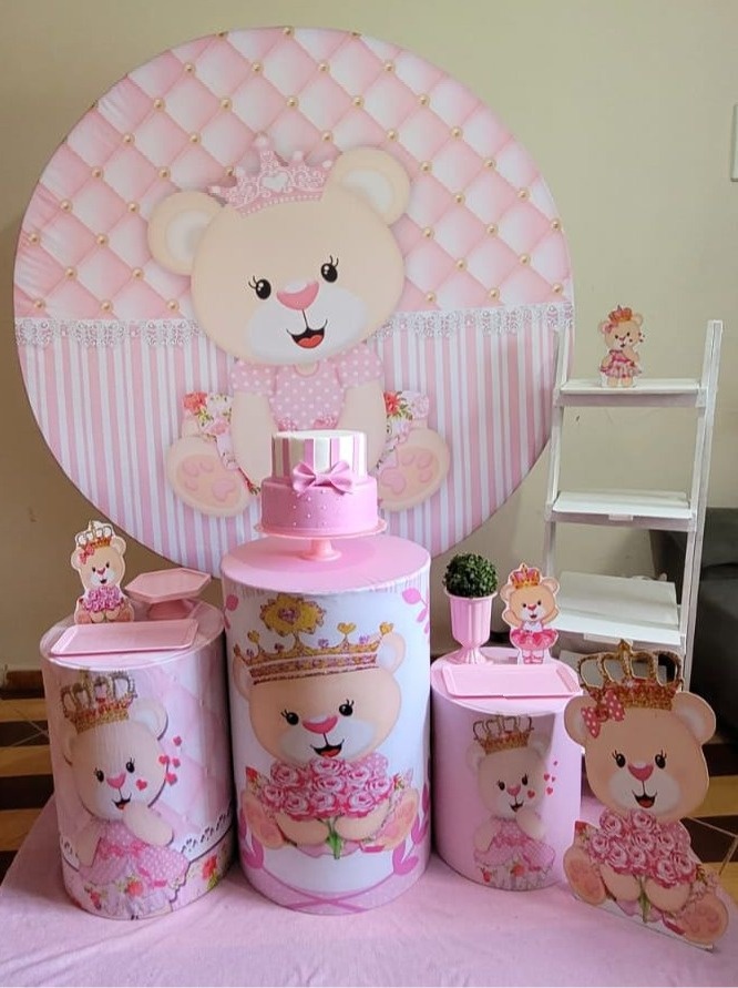 Ursa Rosa Rosa Chá de Bb - Prata - DECORAKM