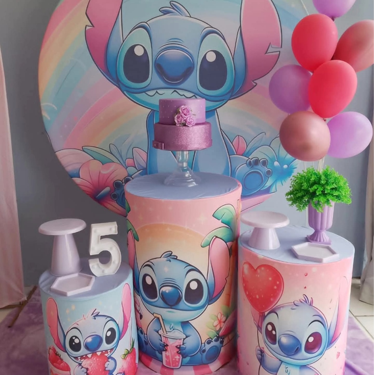 Kit Simples Stitch Rosa - Arte e Cia Festas
