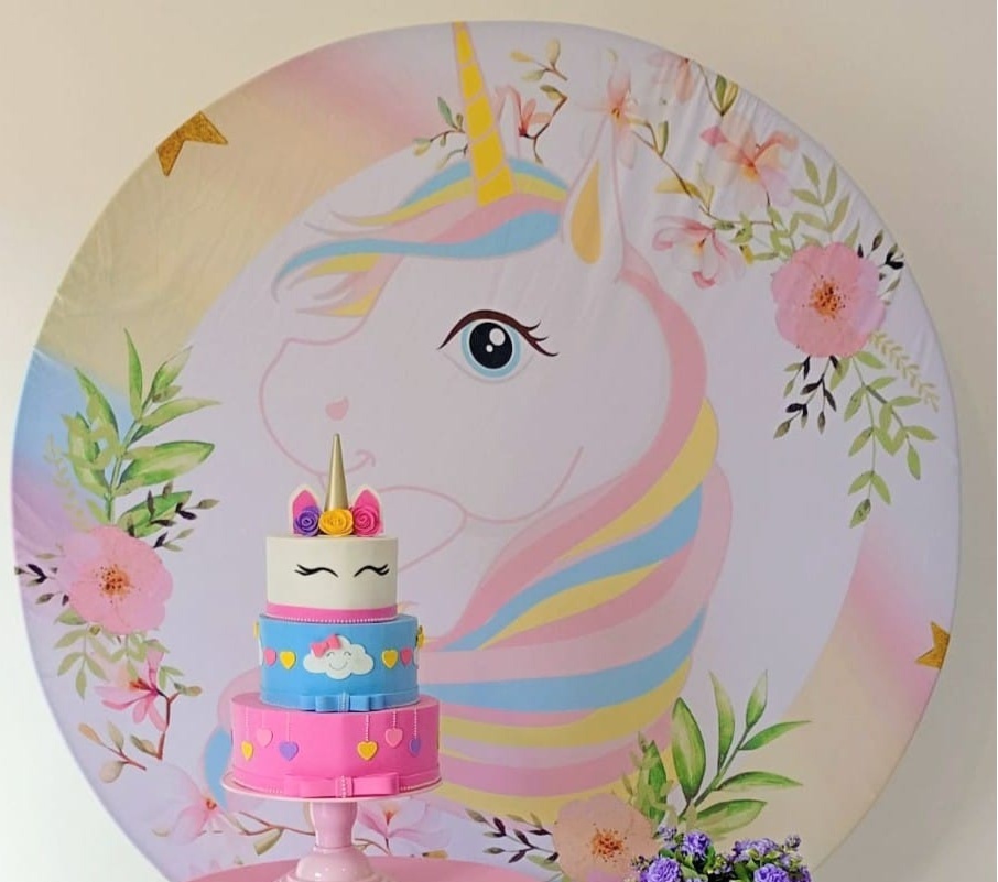 Capa Painel Redondo Unicornio  - Arte e Cia Festas