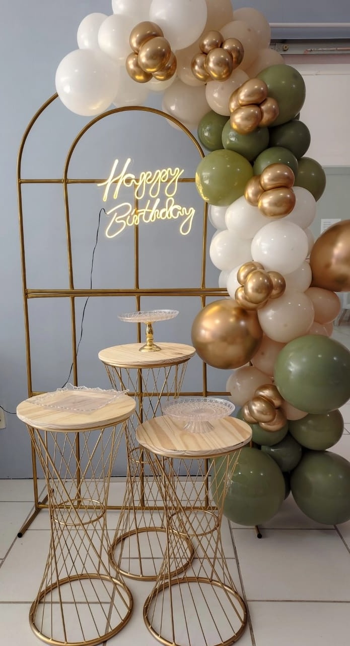 Kit Luxo Happy Birthday Com Baloes - Arte e Cia Festas