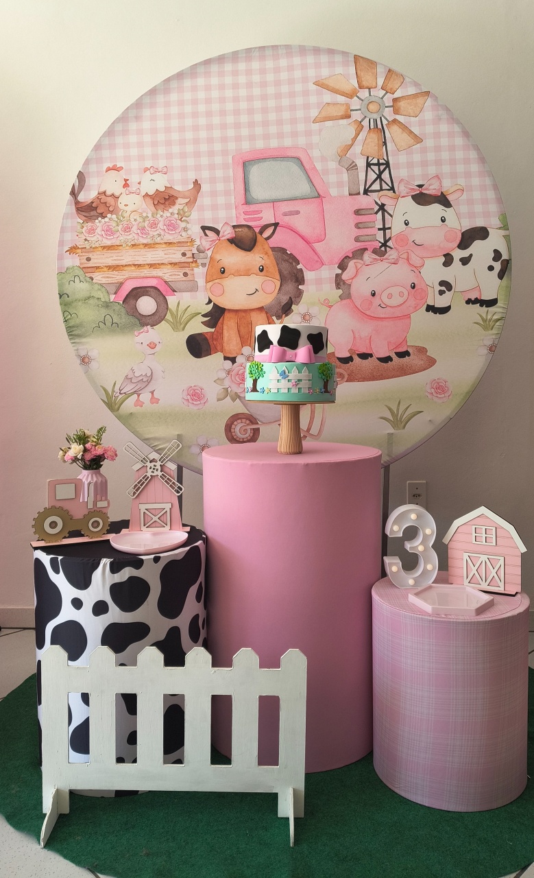 Kit Prata Fazendinha Rosa - Arte e Cia Festas