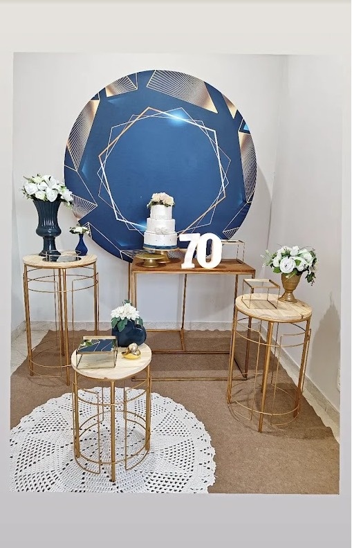 Decoração Adulto Geometrico Azul - FIG FESTA 