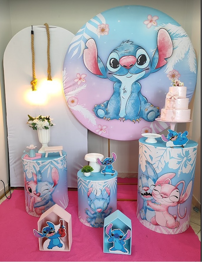 Stitch Rosa E Azul  - FIG FESTA 
