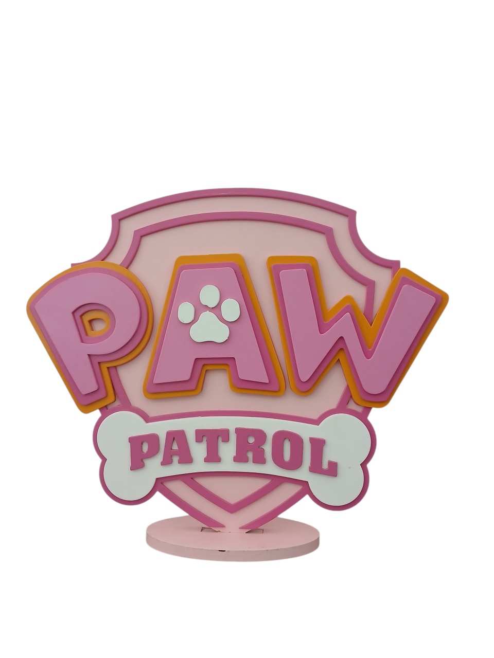 Enfeite de Mesa - Patrulha Canina Rosa - adolettalocacoes