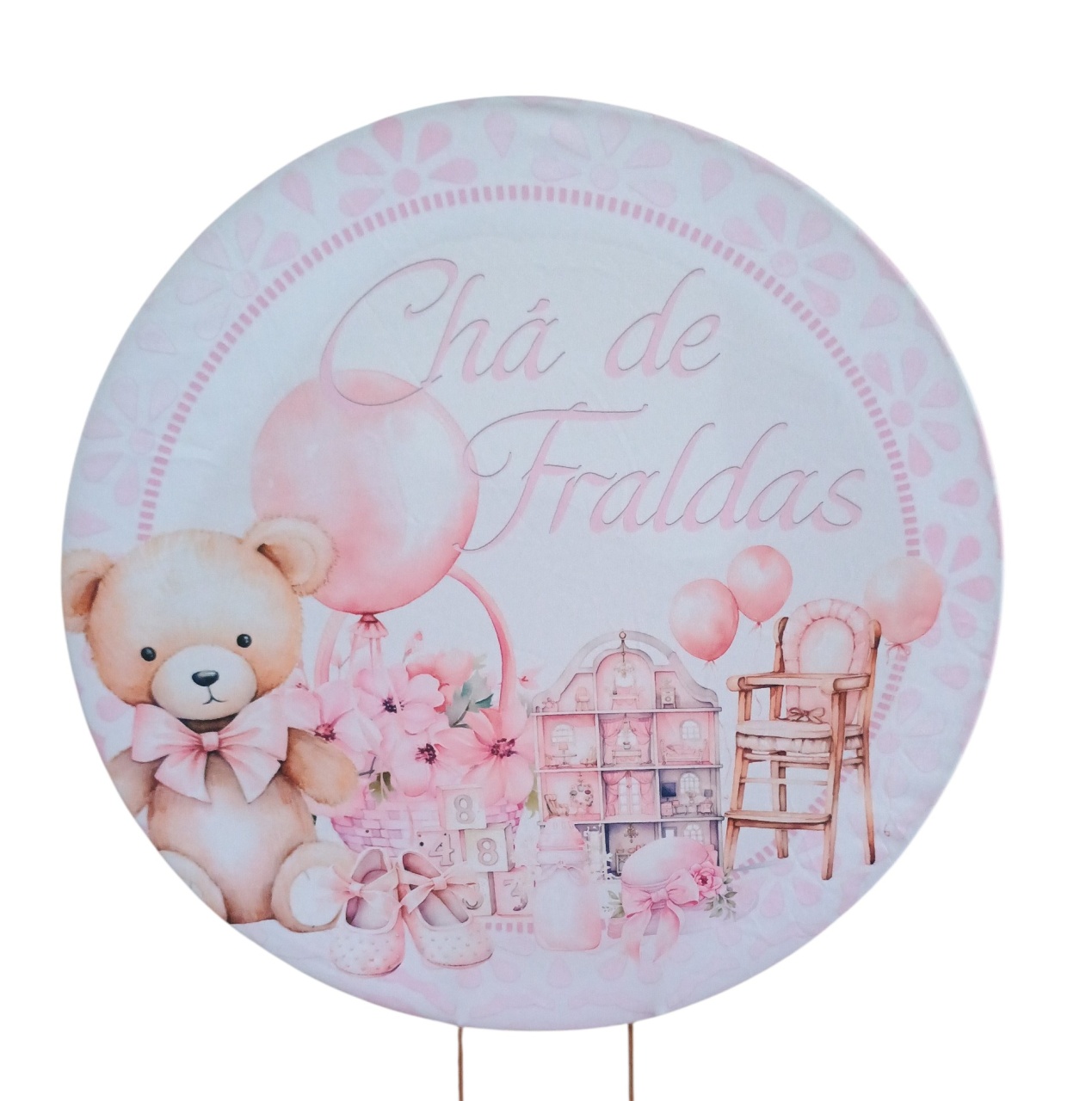 Tecido Sublimado Mini - Chá de Fralda Rosa  - adolettalocacoes