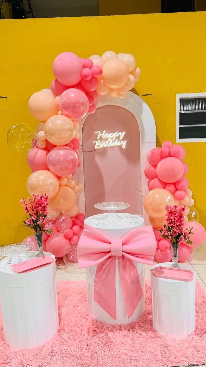 Decoração Laço Rosa E Salmão - RF PEGUE E MONTE E PERSONALIZADOS