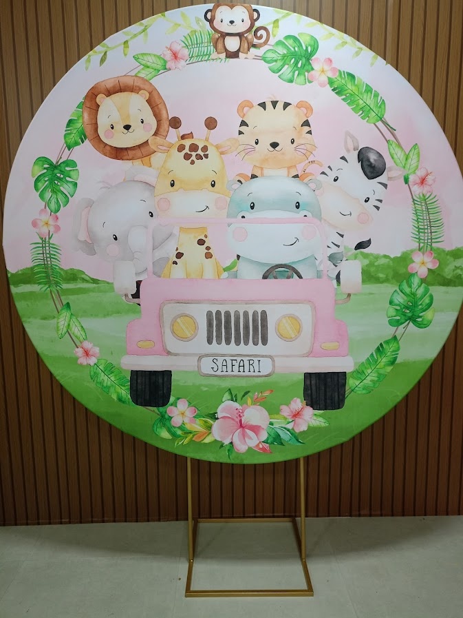 Painel Safari Rosa - Jetibà Festas