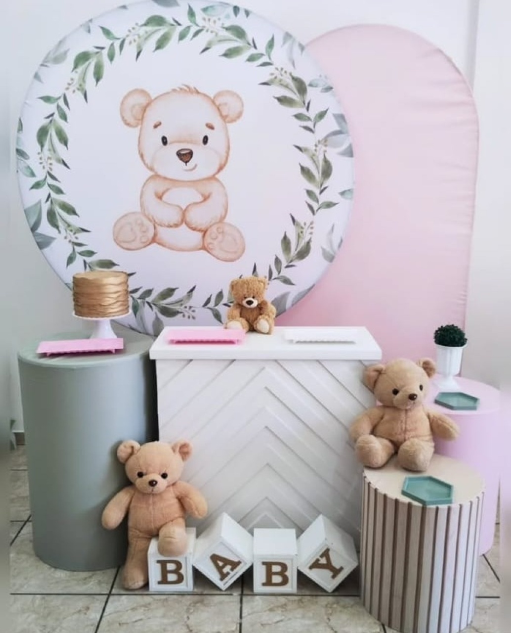 Kit Premium Urso Verde E Rosa - CARLA CHIESA FESTAS