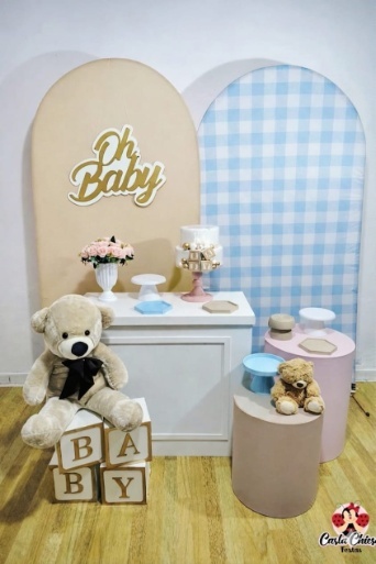 Composição Chá de Bebe Xadrez Azul - CARLA CHIESA FESTAS