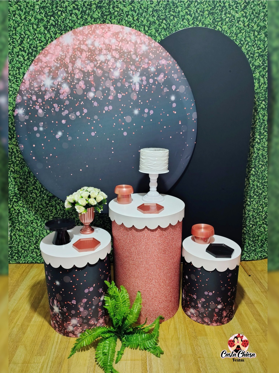 Kit Glitter Preto C/ Tampo Rendado - CARLA CHIESA FESTAS