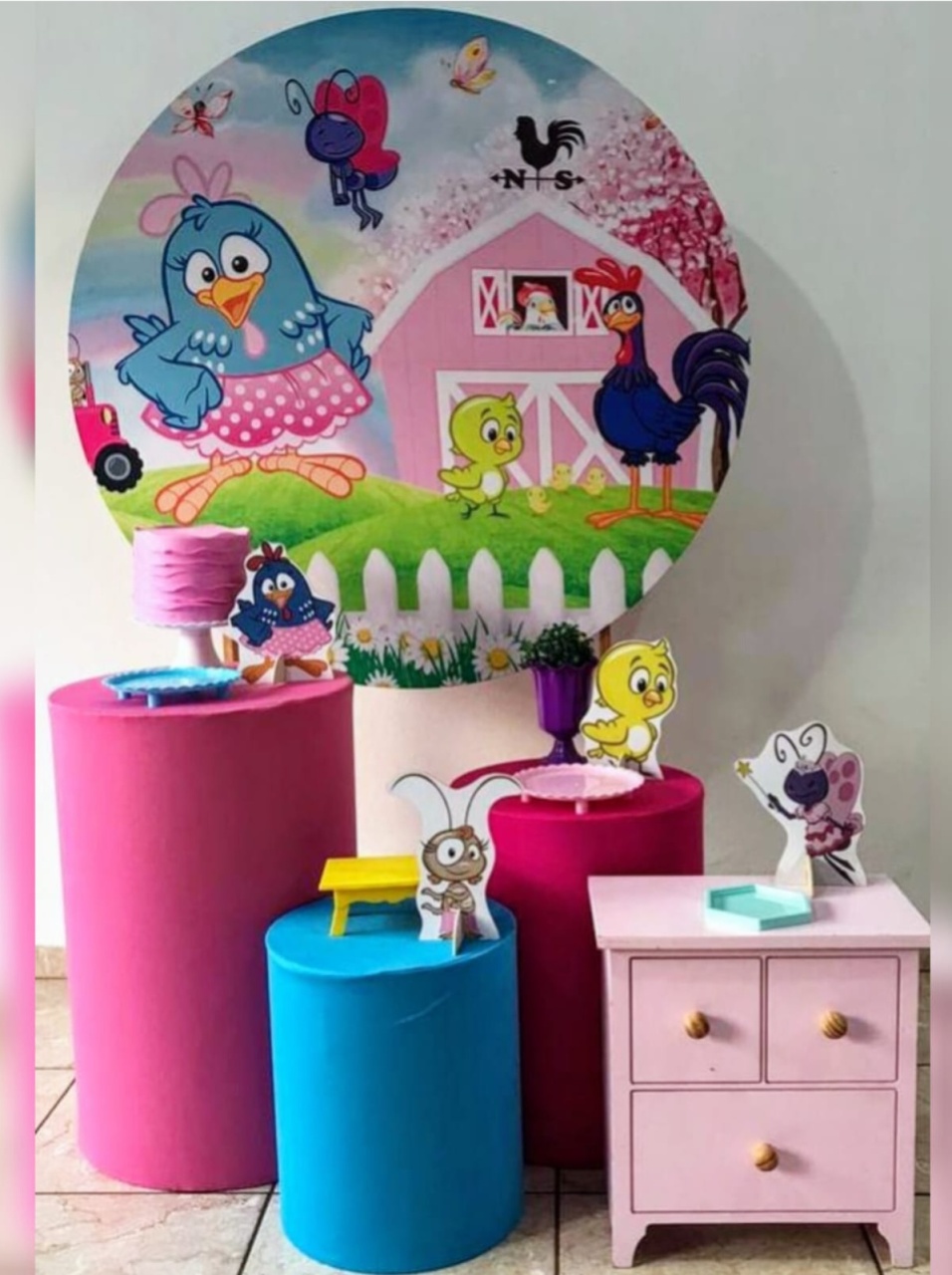 Kit Diamante Galinha Pintadinha Rosa - CARLA CHIESA FESTAS