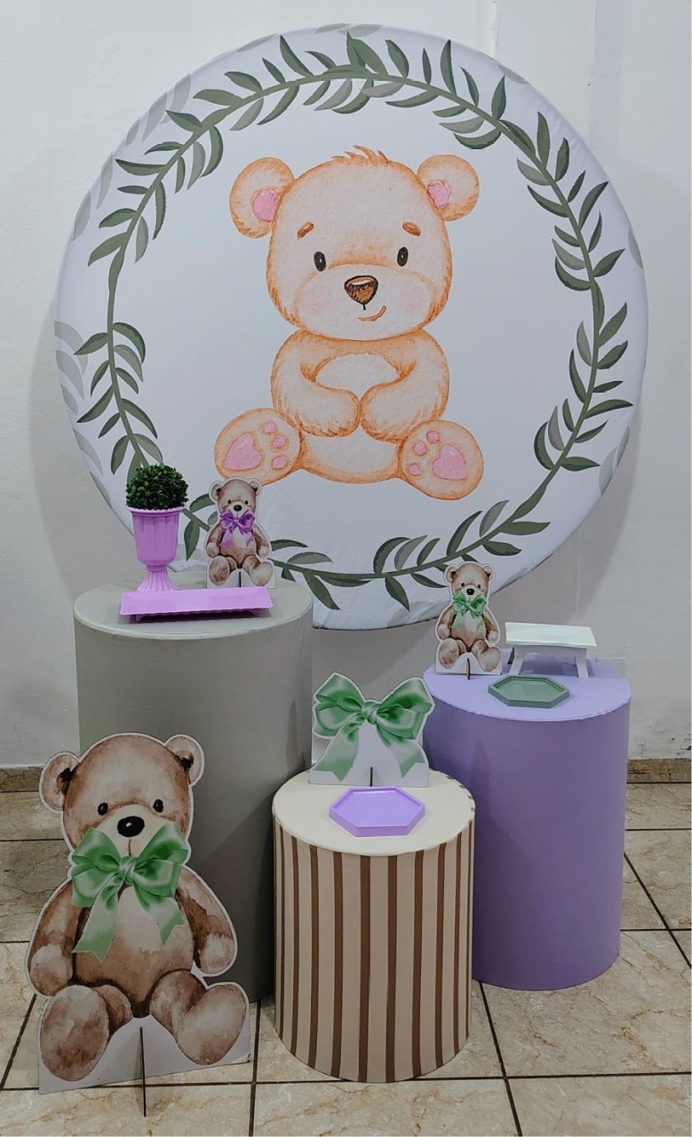 Kit Essencial  Urso Verde E Lilás  - CARLA CHIESA FESTAS