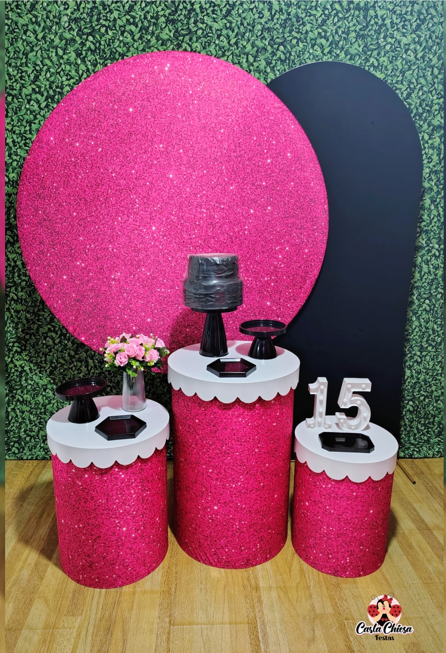 Kit Glitter Pink C/Tampo Rendado - CARLA CHIESA FESTAS