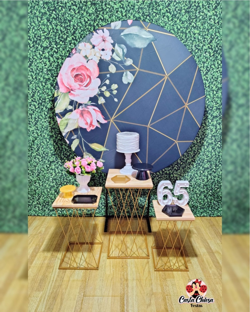Kit Essencial Floral Preto C/ Mesas Ferro - CARLA CHIESA FESTAS