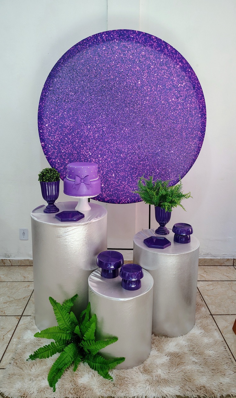Composição Glitter Roxo E Prata - CARLA CHIESA FESTAS