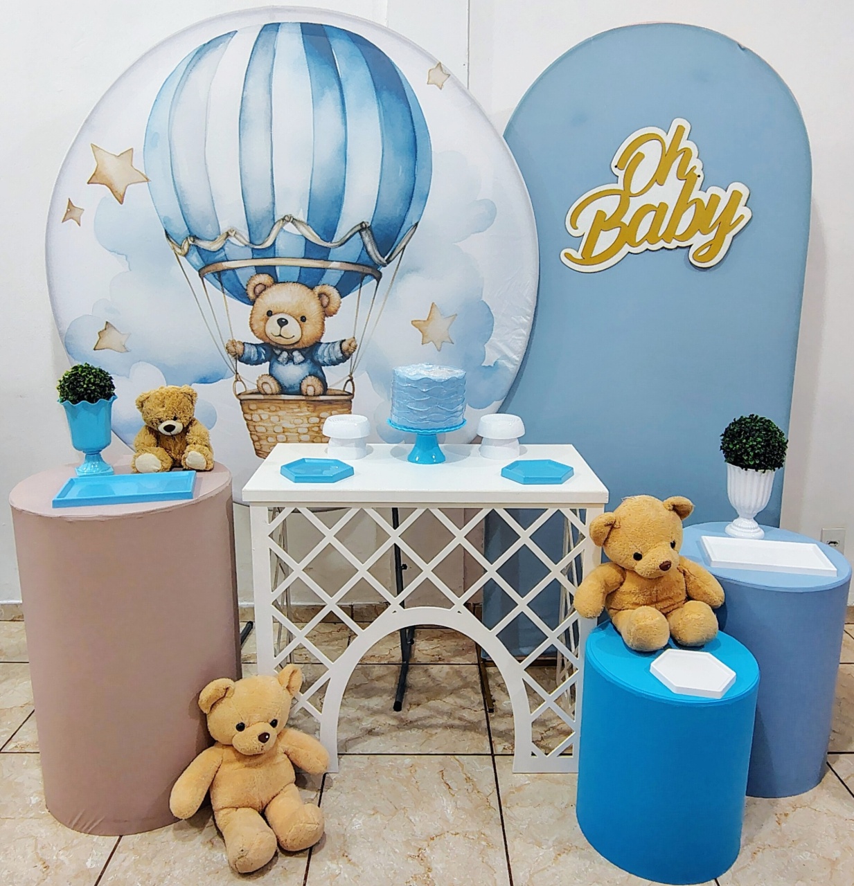 Kit Esmeralda Urso Balão Azul  - Linha Cute - CARLA CHIESA FESTAS