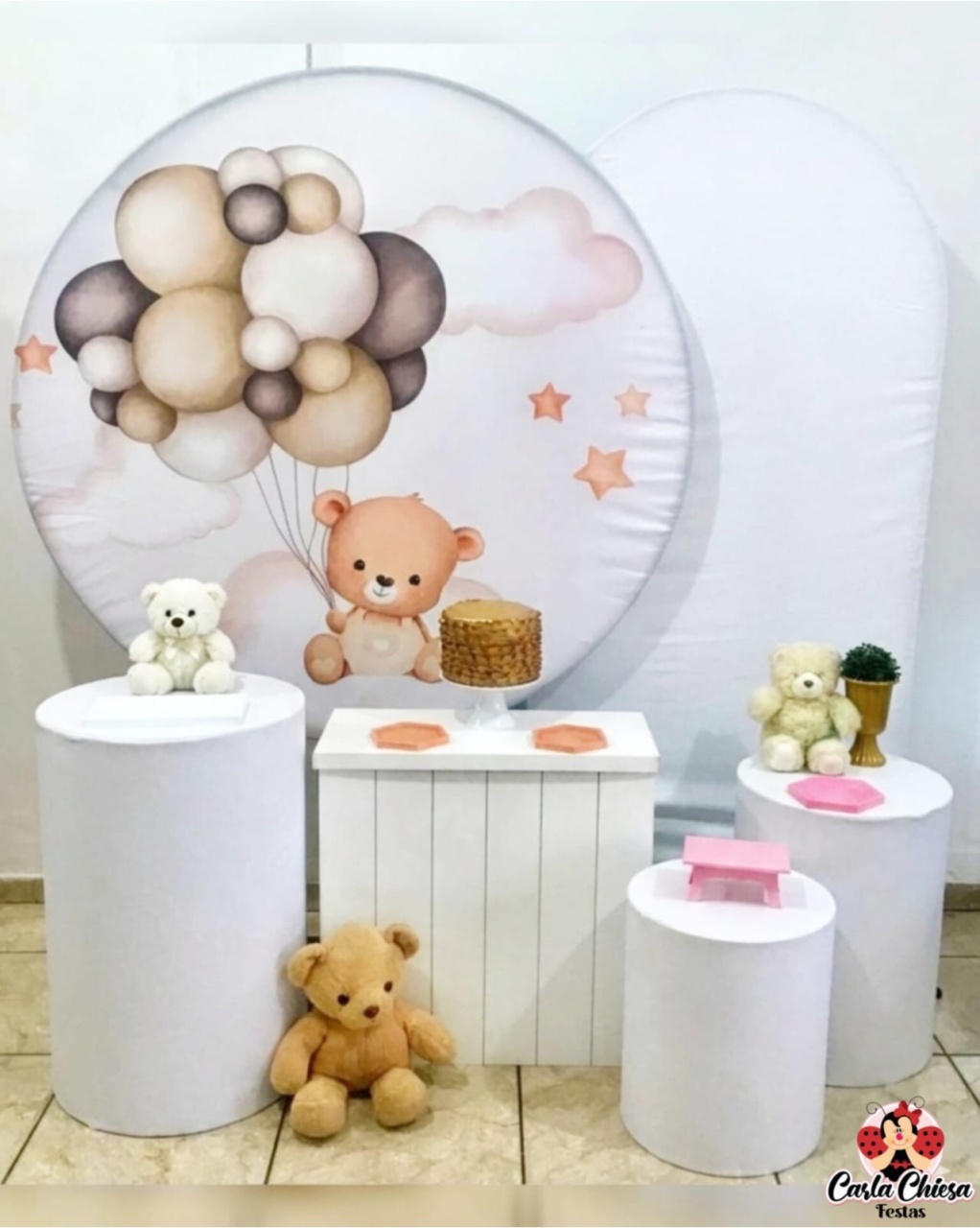 Composição Urso Balão C/ Romano Branco - CARLA CHIESA FESTAS