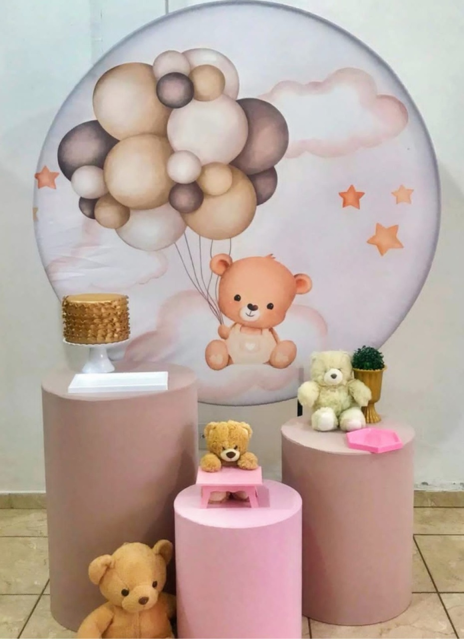 Kit Essencial Urso Balão Bege E Rosa - CARLA CHIESA FESTAS