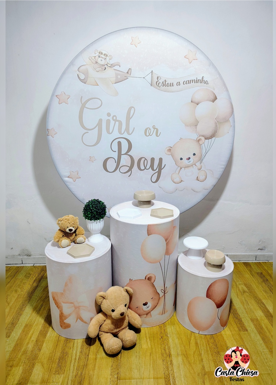 Kit Prata Chá Revelação Urso Boy Or Girl - CARLA CHIESA FESTAS