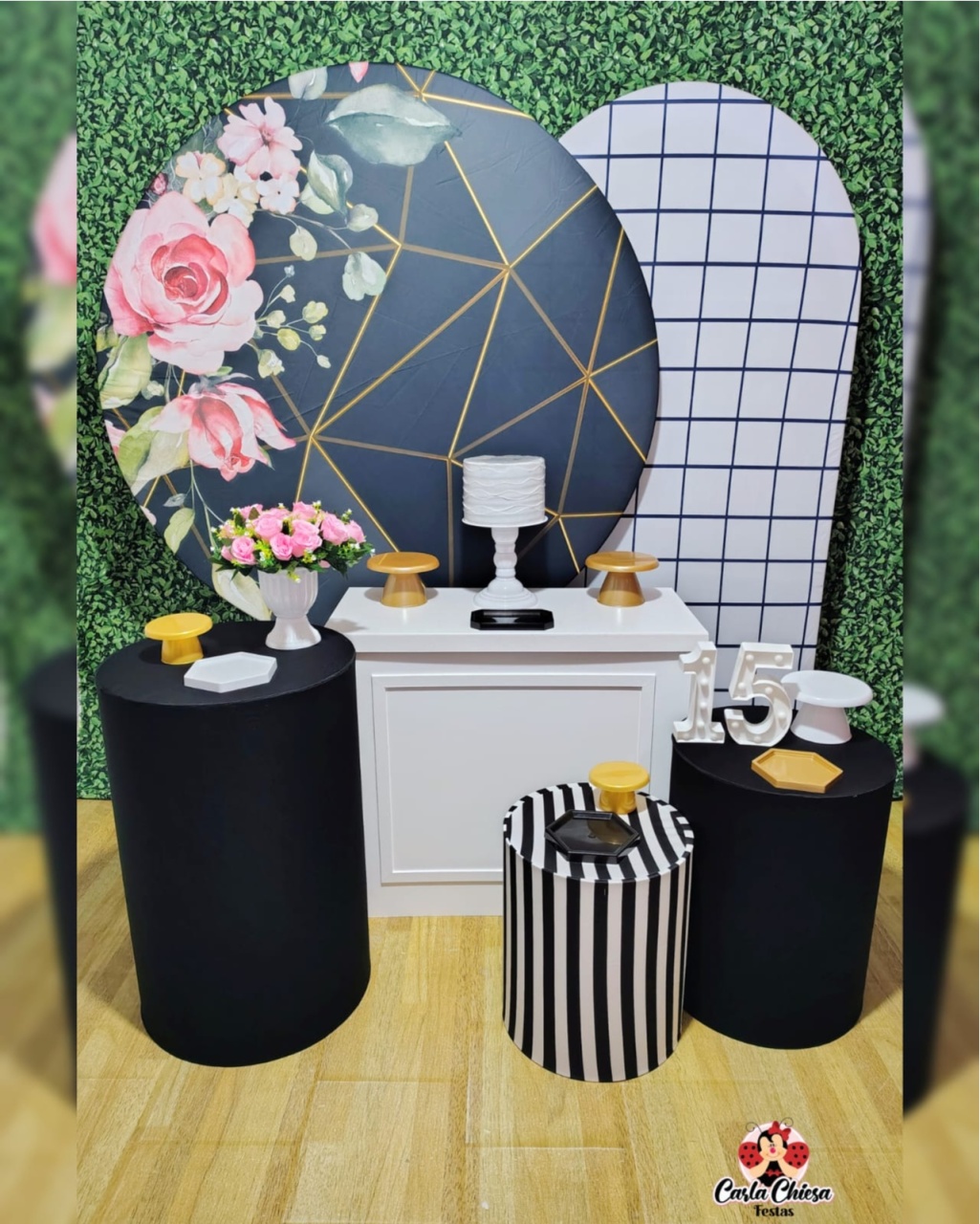 Kit Premium Floral Preto- 15 Anos - CARLA CHIESA FESTAS