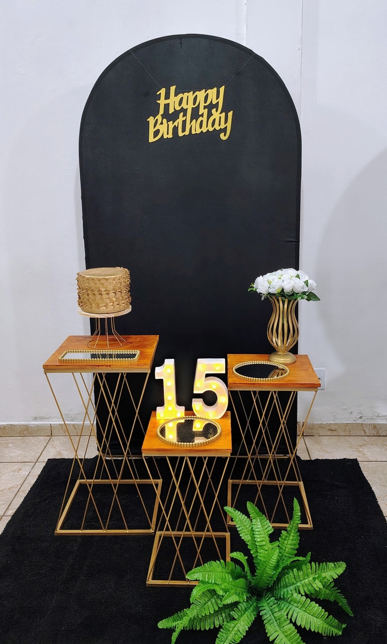 Kit Painel Romano Preto 15 Anos  - CARLA CHIESA FESTAS